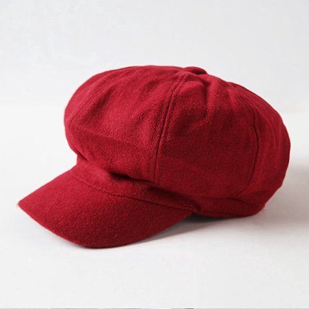 Dame beret i ensfarget - 13cm - rød