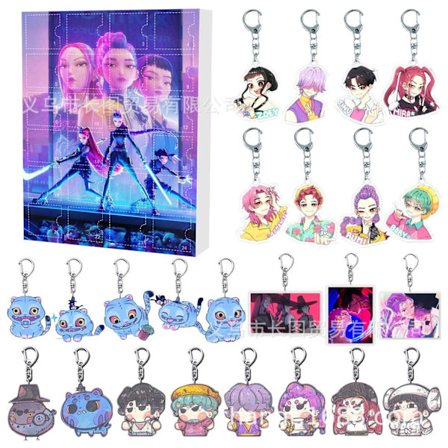 K-pop Devil Hunter Akryl Julekalender Sett - 24 Dager med Overraskelsesgaveeske for Fans og Barn - Perfekt