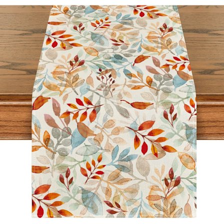 Bordløber med efterårsblade, sæsonbestemt efterårs køkken spisebordsdekoration til hjemmefestindretning 33x183 cm