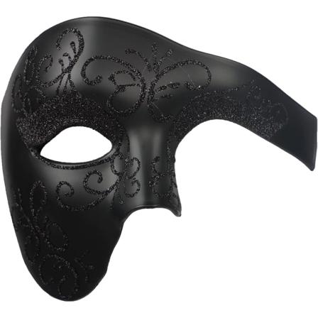 Dekorativ halv ansigtsmaske Plast øjenmaske Halloween ansigtsmaske Black