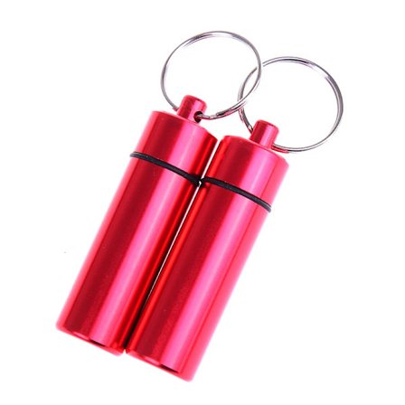 Højkvalitets 2 stk. vandtæt aluminium pilleæske, bærbar mini pillebeholder flaske opbevaringsetui nøglering