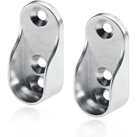 4 stk 45*19,5MM Garderobestangstøtte, Garderobestang, Oval Garderobestangstøtte Sinklegering Nikkelbelagt for Klesstang D