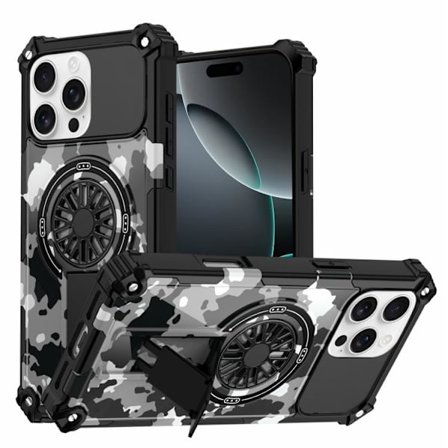 iPhone 16 Pro Max Camouflage Kickstand Rotating Shaft MagSafe Skal