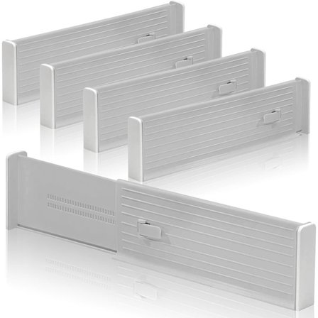 Lighterday 4-pak justerbare skuffeskillere, utvidbare plast kjøkken klesskuff arrangører, skuff arrangør skillevegg for kjøkken soverom