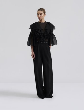 Malina Alexia Organza Frill Blouse - Black - XS x 59