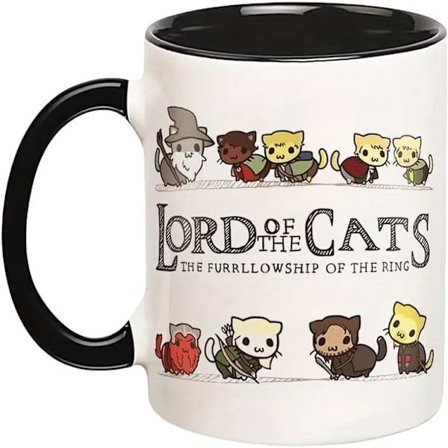 Lord Of The Cats Krus, The Furrllowship Of The Ring, Katteelskere Kaffekop 330 ml, Sjove Katte Nyhedsgaver til Kvinder Mænd, til Kaffe, Style 1