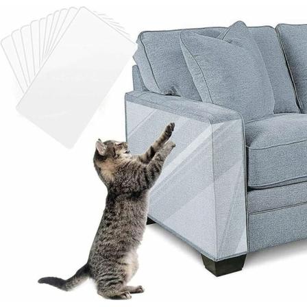 Kattenskrapebeskytter, 6 gjennomsiktige klistremerker møbelbeskyttere mot katter, anti-ripebeskyttelse sofa, selvklebende anti-klobeskyttere for