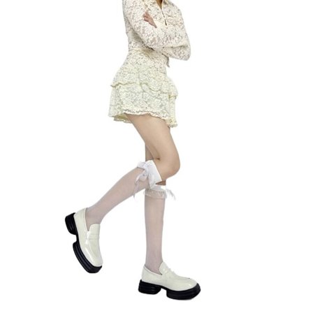 Sløyfestrømper Kalvesokker HVIT 2 2