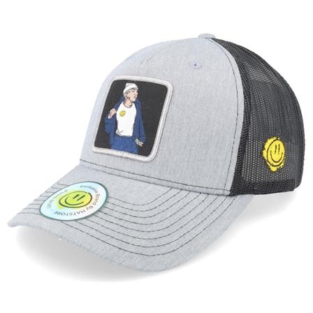 Lucid Smile - Flexing Cash Patch Heather Grey/Black Trucker Trucker Grey Cap - @ Hatstore