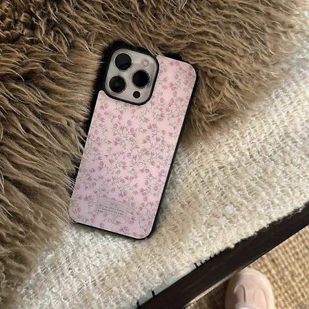 Passer til iPhone 17/16 hjertevarmende blomster sort kant mobiltelefon cover blød kant mobiltelefon cover