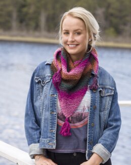 Strikkeoppskrift Sjal med dusker - Järbo