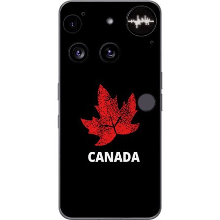 Kompatibelt Mobildeksel til Nothing Nothing Phone (3) Grafisk lønnebladsymbol i rødt mot svart bakgrunn med tydelig kanadisk referanse og minimalist