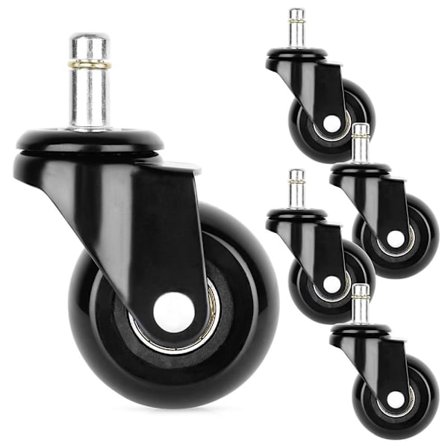5x Ikea kontorsstol hjul, gummi, tyst, vridbar, kontorsstol_MGF