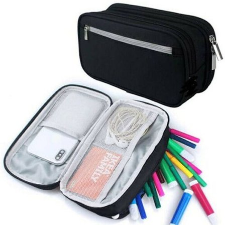 Penalhus Lomme med lynlås SORT