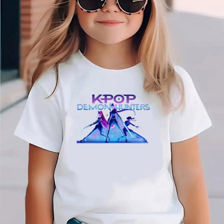 Söpö Kpop Demon Hunters lyhythihainen T-paita lapsille - Harajuku Style T-paita pojille ja tytöille
