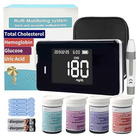 Hæmoglobin Tester Kit, Hæmoglobin Tester, Kolesterol Test Kit, Urinsyre Test Kit, Indeholder en Tota