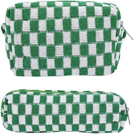 2 stk. ternede kosmetiktasker penalhus bærbar rejse toilettaske ternede penalhuse makeupbørster opbevaringspose papirorganisator