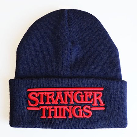 Stranger Things: Alfabet Brodert Strikket Lue, Strikket Beanie, Strikket Beanie, Hette Beanie Tibetansk Blå Stereoskopisk Justerbar