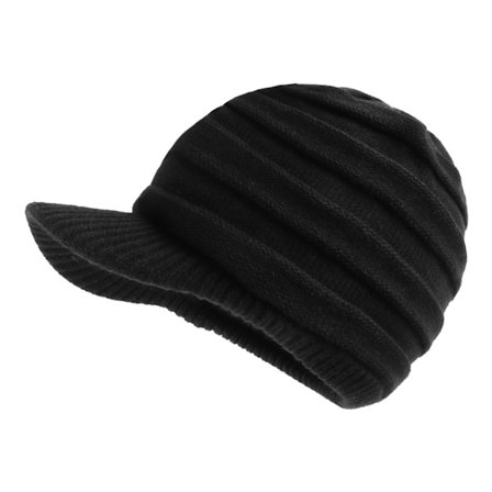 Unisex Vinterhatter med Visor Varm Ski Hat-Svart -Striped Stylis