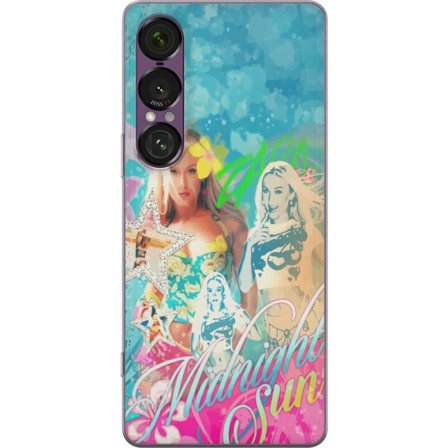 Kompatibelt Mobildeksel til Sony Xperia 1 VII Eventyrverden med Steve, Creeper og dyr i fargerik blokkgrafikk