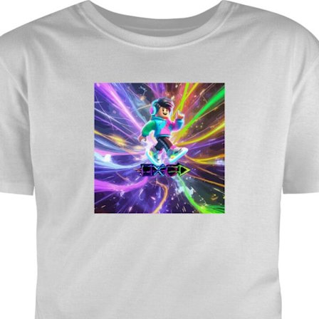 T-Shirt AC DC-logo delt i rød ild og blå røyk, dramatisk rock-estetikk med kraftig kontrast mot svart bakgrunn