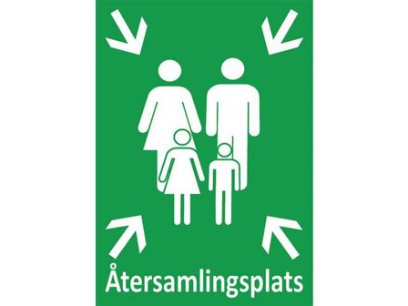 Skylt Återsamlingsplats A3 Aluminium - Lyreco - Skyddsutrustning - Säkerhetsmärkning och skyltar - Skyltar