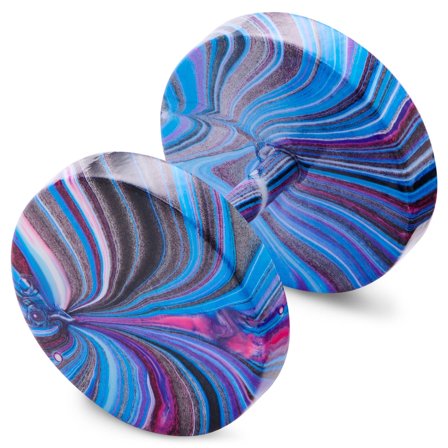 Satago | 10 mm Blue & Pink Stainless Steel Faux Plug Stud Earring for Men - Stud earrings