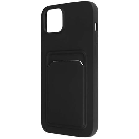 iPhone 14 Plus Mjukt Silikonfodral Svart Korthållare