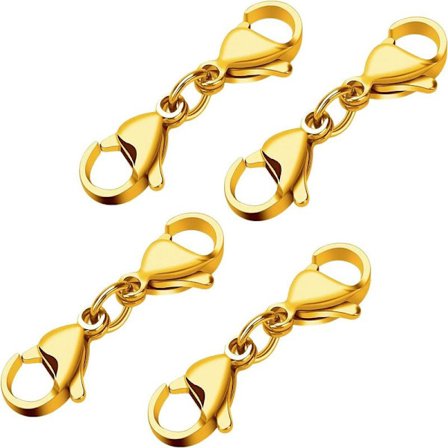 4 st Dubbla Hummerlås Guld Mini Armband Lås Ersättning Snodd Snap Hook, Metall Hummerlås Förlängare för DIY Smyckestillverkning Armband