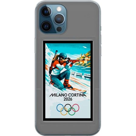Kompatibelt Mobildeksel til Apple iPhone 12 Pro Retroplakat Cortina Milano 2026 med fjell, vintersportsutøvere, italienske trikolor, Milano-katedralen