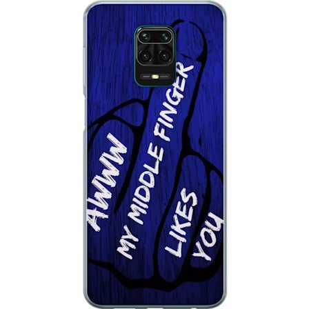 Yhteensopiva Puhelinkuori Xiaomi Redmi Note 9 Pro Tumman typografinen illustraatio sydänmuodolla ja viesti ystävyydestä syvää sinistä puupintaa