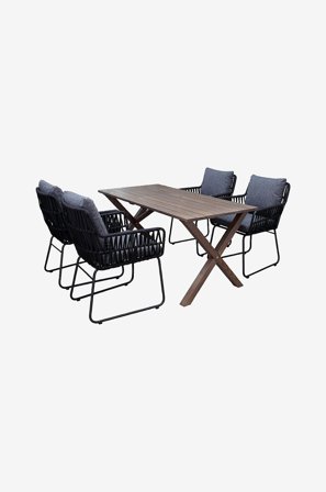LifestyleGarden - Bord 150 cm og 4 stk Mikado-stoler - Brun - Spisegrupper - Fra Homeroom