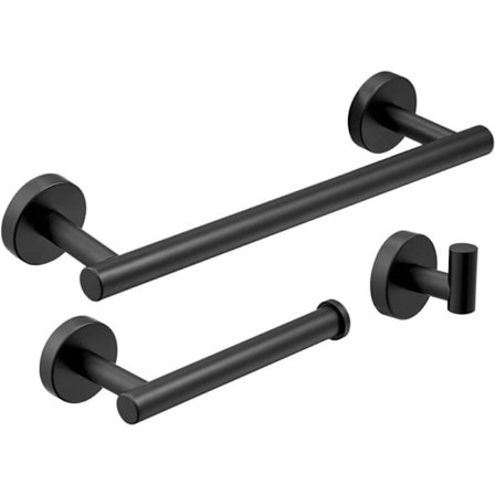 Håndklædeholder Toiletpapirholder Håndklædekrog 3 i 1 Badeværelsestilbehør Sort