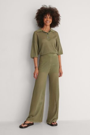 MANGO - Bukser - Sommerbukser - Grønn - Medium