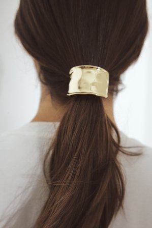 NA-KD 2-pack Hammered Texture Hair Tie - Hår-accessories - Guld - One Size