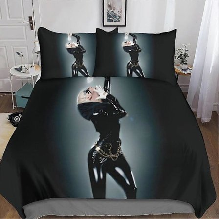 3D Lady Gaga Dynetrekk Sengetøy og Putetrekk Mikrofiber Menn Ungdom Gutter Barn Stjerne Sengetøy Sett med Glidelåslukking 3 stk Dobbel