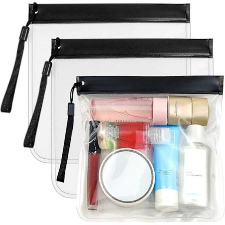 3 stk. klare rejse toilet tasker, lufthavn sikkerhed væske taske rejse toiletartikler taske kosmetik rejse taske vandtæt lækagesikker rejse makeup 