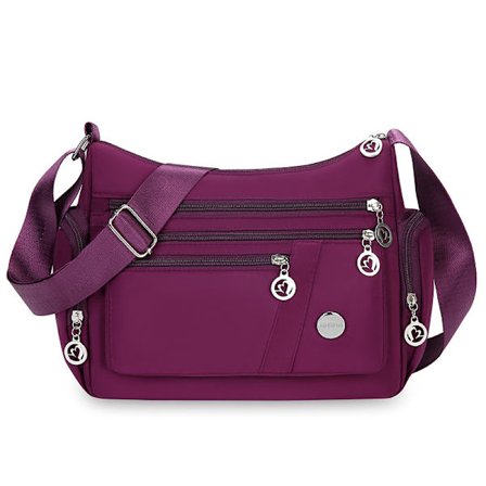 Dame Håndtaske med Flere Rum Messenger Cross Body Tasker Ferie Skuldertaske lilla