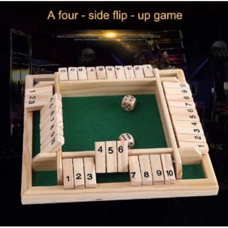 Brädspel för 4 personer, stängd låda, klassiskt träspel med tärningar