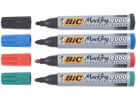 BIC Märkpenna 2000 4 färger/fp - Lyreco - Kontorsmaterial - Pennor - Märkpennor - Rund spets