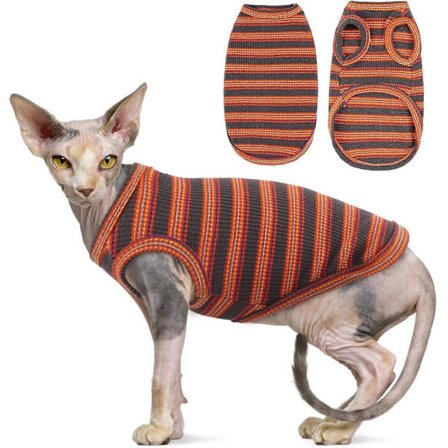 1 stk. Katte Tøj, Stribet Killinge T-shirts Ærmeløs, Pullover Katte Trøjer, Kæledyr Sommer Tøj til Små Hunde