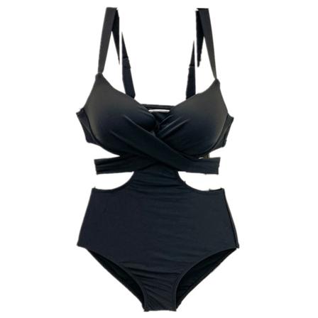 Baddräkter i ett stycke för damer med hög midja, rygglös samlingsbikini Svart badkläder black m