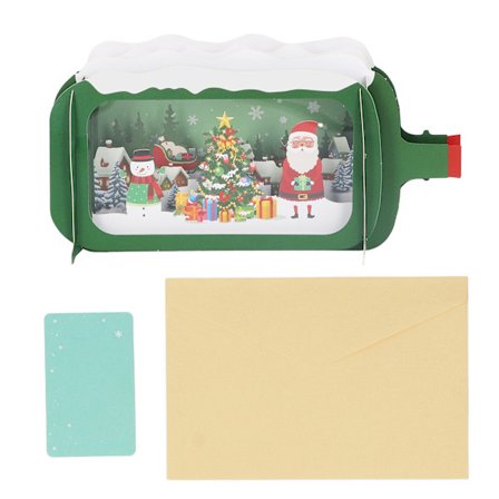 3D Joulukortti Jouluinen Ajelehtiva Pullo Muoto 3D Ponnahdus Iloinen Juhla Siunaus Viestikortti Lahja