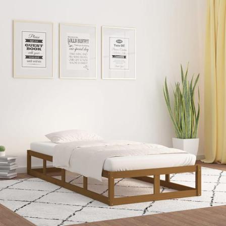 Vidaxl Sängram Honungsbrun 90x190 Cm 3ft Massivt Trä Brun