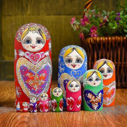 10 lag/sett Matryoshka tre russiske hekkende dukker skrivebordsdekorasjon barn julegaver