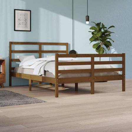 Vidaxl Sängram Honungsbrun Massiv Furu 140x200 Cm Brun