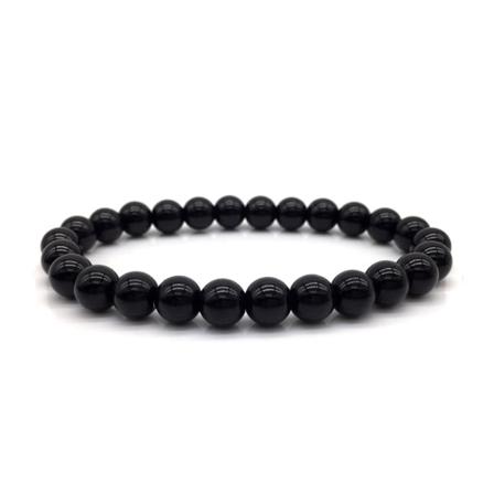 Trendigt Handgjort Armband Naturliga Svarta Stenar Svart