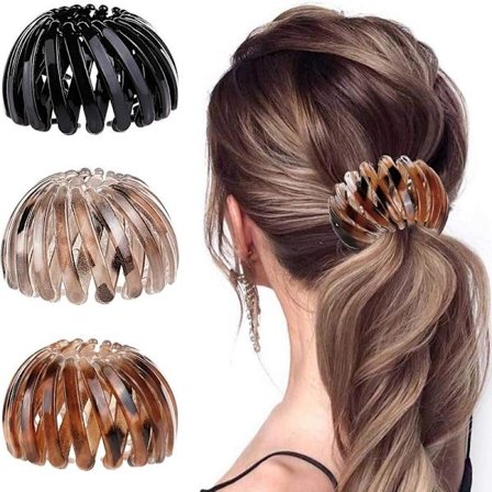 3 st automatiska hårklämmor i fågelbo-form för hästsvans