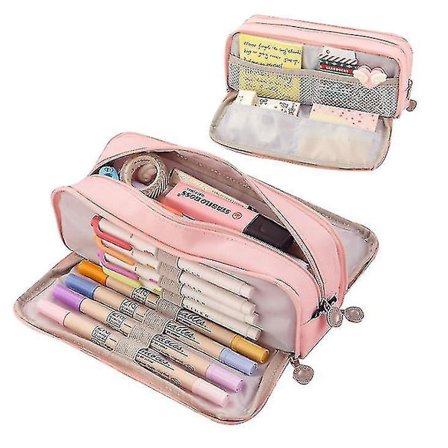 3 Compartments Large Pencil Case Big Capacity Pencil Bag