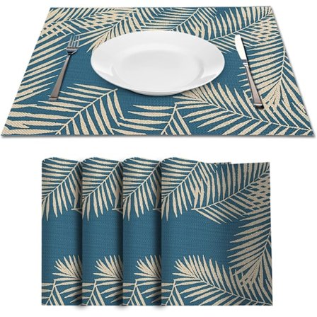 Sæt med 4 dækkeservietter PVC slidstærke afviskelige dækkeservietter skridsikre